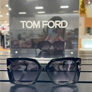 Tom Ford Black Square Women's Sunglasses with Gradient Lenses